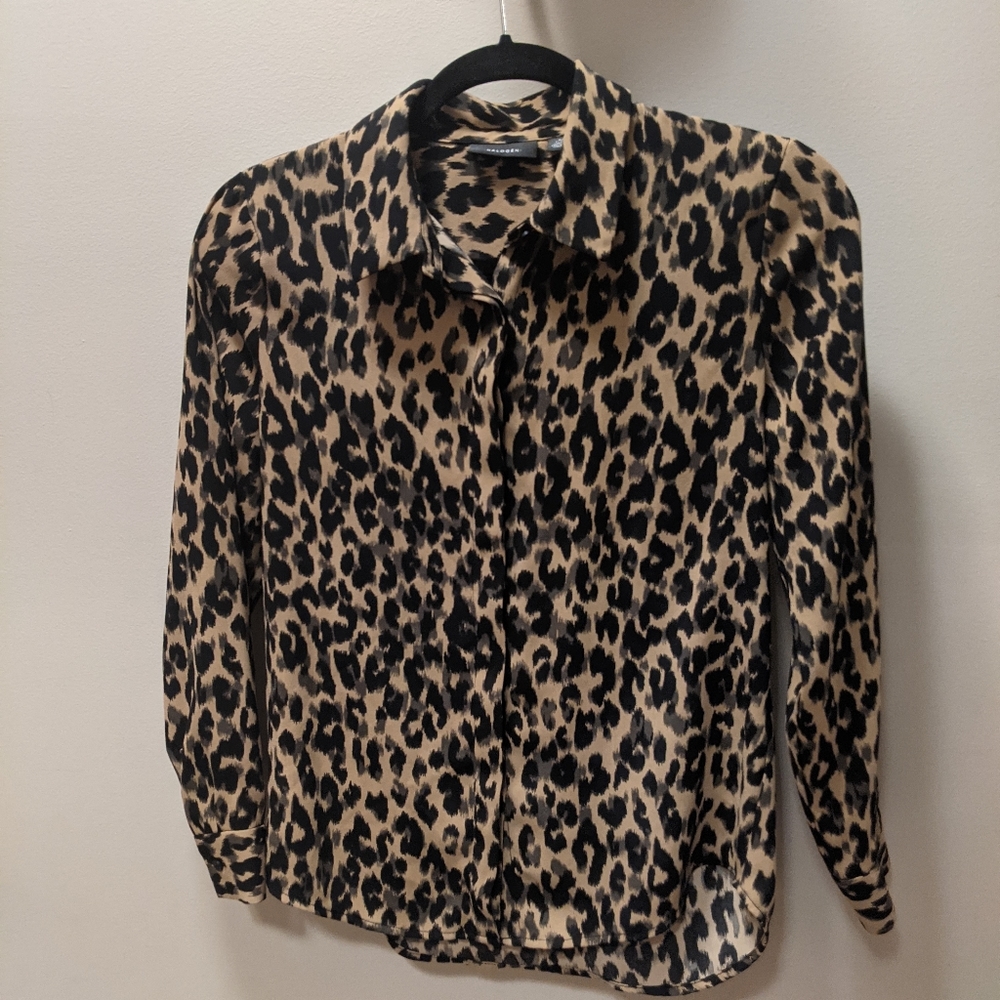 Nordstrom Halogen XSP Leopard Blouse